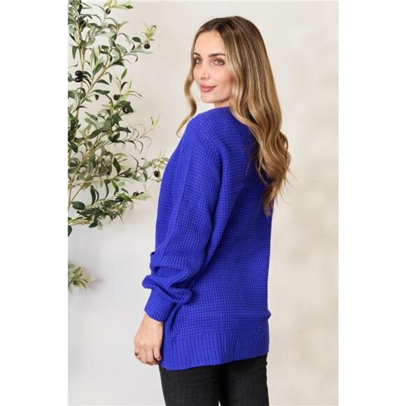 Zenana Full Size Waffle-Knit Open Front Cardigan - Picture 3 of 8